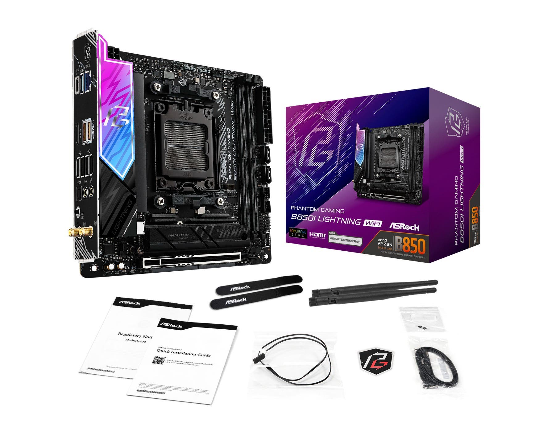 ASRock B850I Lightning WiFi AMD Ryzen AM5 DDR5 ITX Motherboard - 90-MXBQR-A0UAYZ