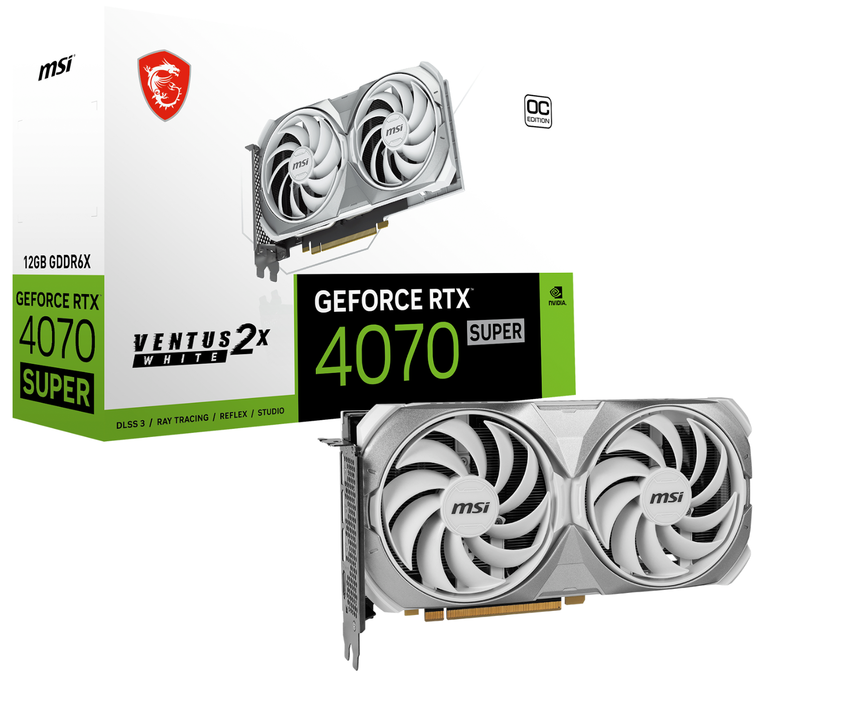 MSI GeForce RTX 4070 Super Ventus 2X White OC 12G GDDR6X Graphics Card