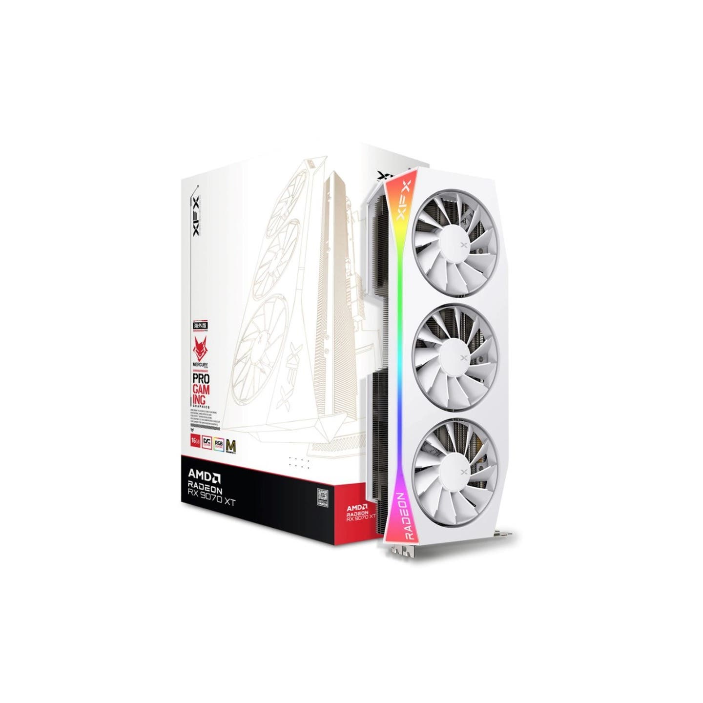 Photos - Graphics Card XFX Mercury AMD Radeon RX 9070XT OC White Magnetic Air 16GB GDDR6 Gaming  - RX-97TMARGW9 RX-97TMARGW9 