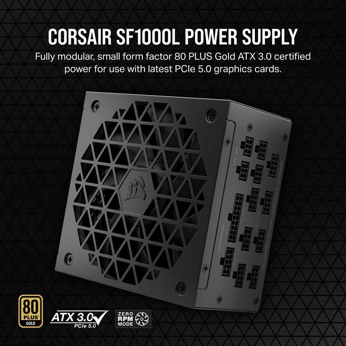 Corsair SF1000L 80 Plus Gold PSU ATX 3.0 PCIE 5.0 Modular 1000W SFX