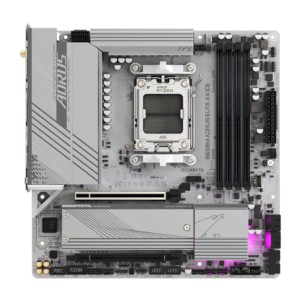 Gigabyte B650M Aorus Elite AX Ice AM5 DDR5 Micro ATX Wifi Motherboard